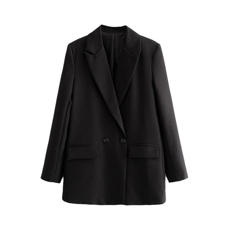 Blazer Feminino Alfaiataria Alongado Elegance Preto - Coradon