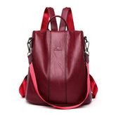 Mochila Couro Antifurto Feminina Vermelho